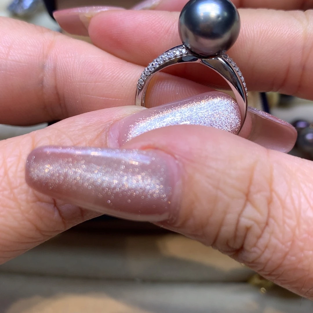 银S925镶嵌戒指海水珍珠