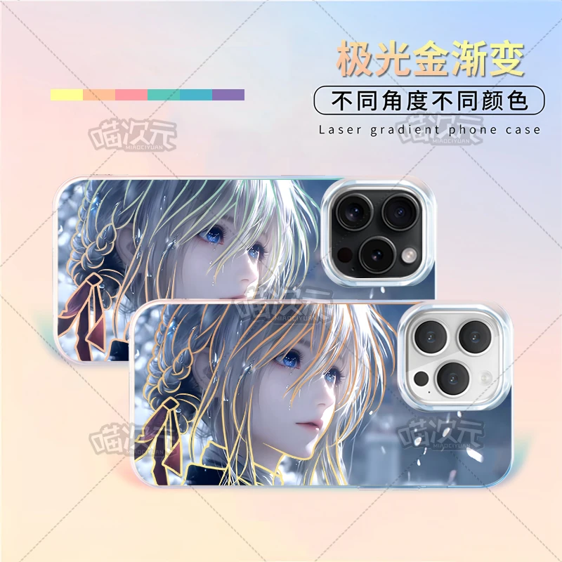 薇尔莉特适用苹果华为vivo一加oppoiPhone小米二次元极光金手机壳