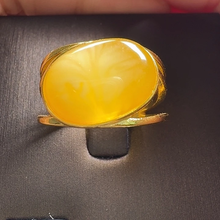 蜜蜡银S925镶嵌戒指戒指