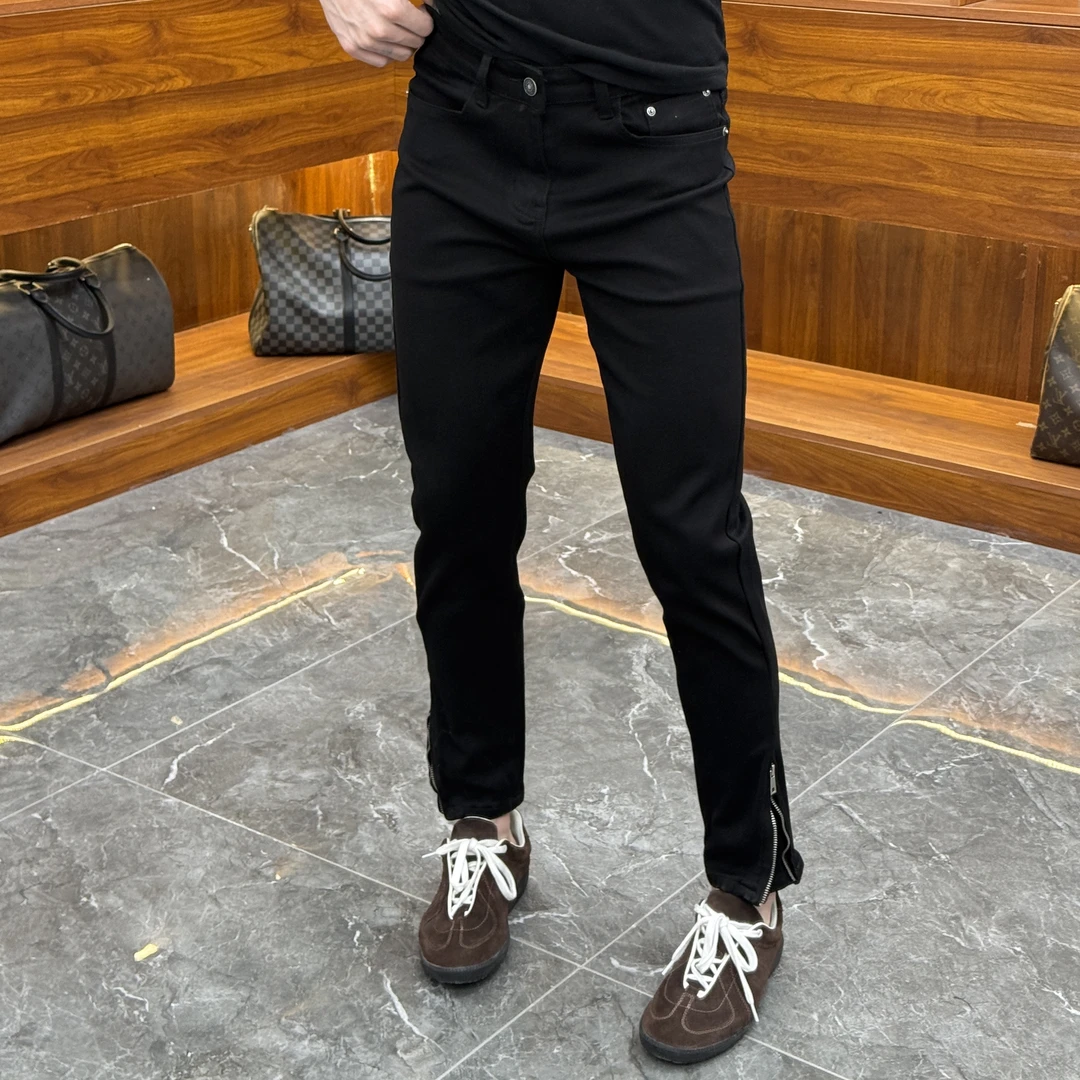 2025春季新款时尚休闲百搭净版商务裤脚拉链男士小脚牛仔裤YC6110