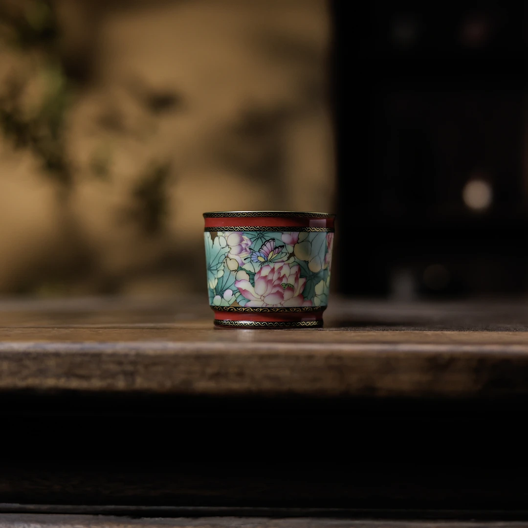 【梵田里】茶具-玫瑰红-华隐堂&梵田里-荷花甜筒杯100ml（华隐S0984）