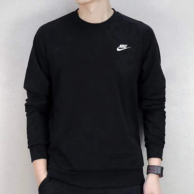 NIKE耐克男女装正品2025春季针织毛圈经典小标黑色套头衫圆领卫衣