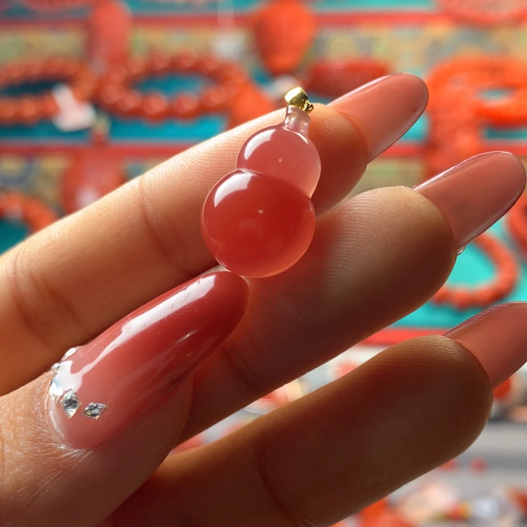 吊坠(不含链)18K金镶嵌南红玛瑙