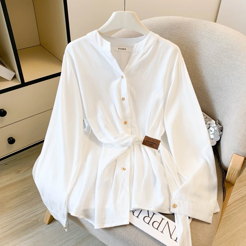 实拍2025年秋季新款法式气质高级感小众衬衫收腰显瘦长袖上衣女潮