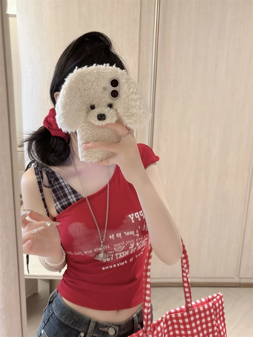 气质拼接短款吊带背心女夏季新款韩版修身显瘦字母印花上衣