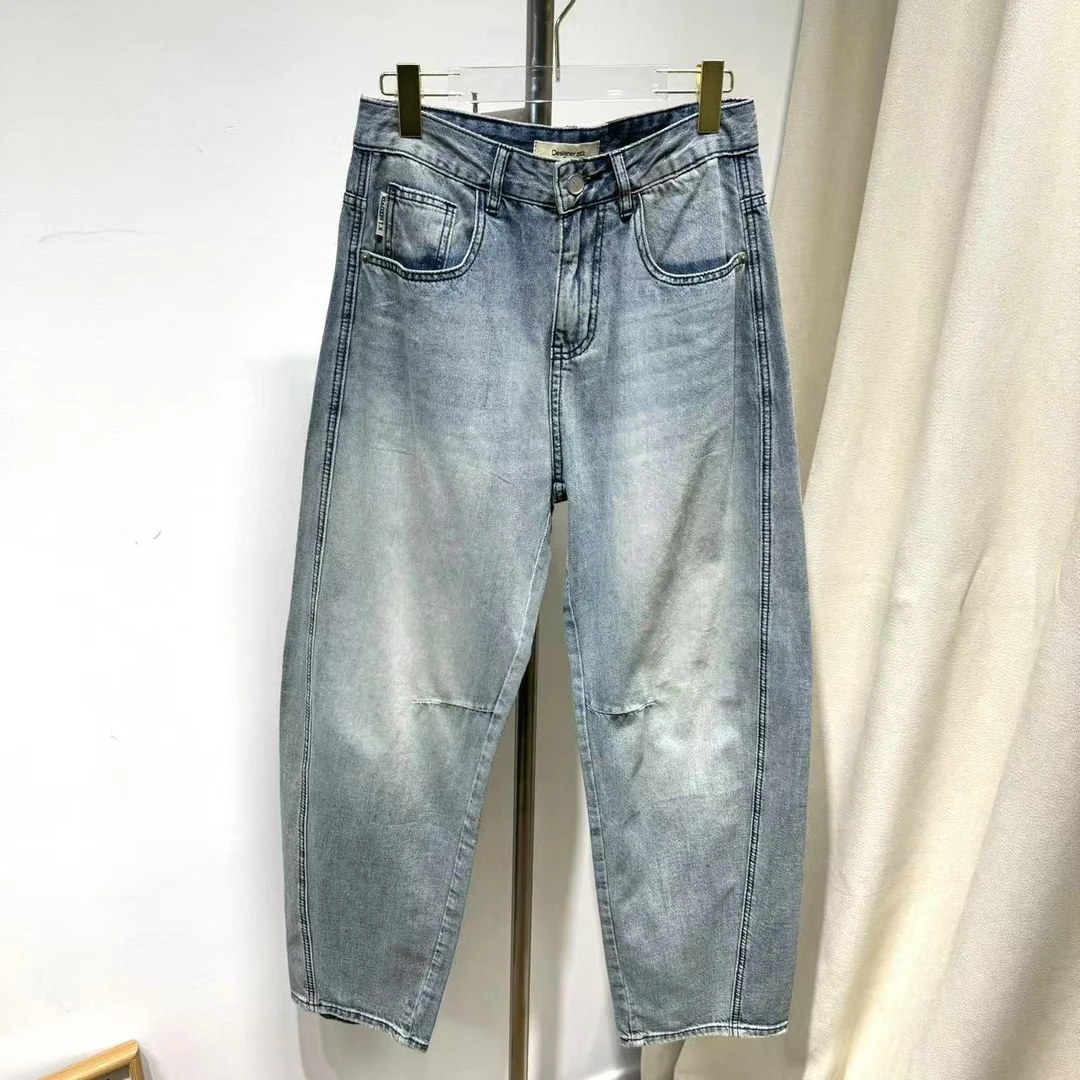 【囍】立体剪裁弯刀牛仔裤 9793