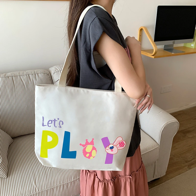 厂家批发时尚文艺帆布包女大容量单肩包加厚牛津布手提袋学生书包