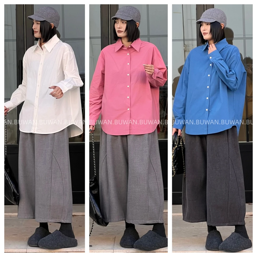 BUWAN【多巴胺】年货慵懒彩色大版宽松休闲百搭彩色衬衫匹马棉1257