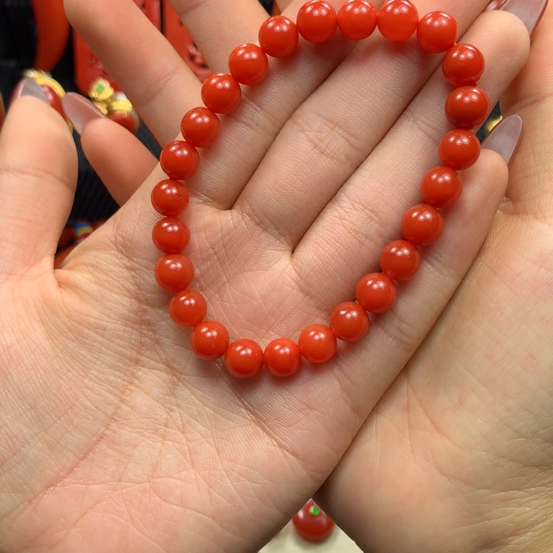 南红玛瑙未镶嵌7+柿子红手串