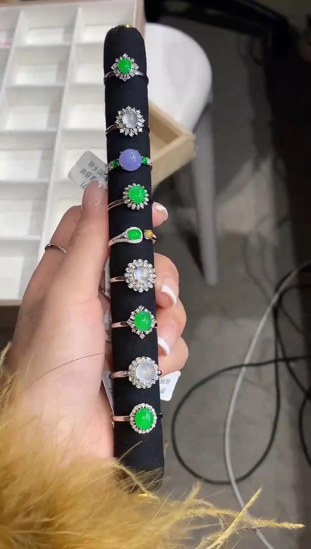 【云中意】18K翡翠戒指棒棒糖-多样性发货-wsn