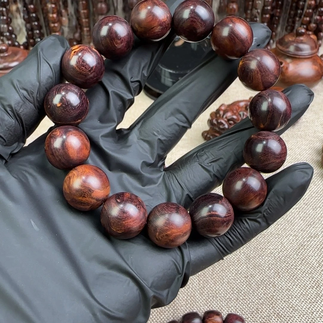 黄花梨/降香黄檀手串/手链质感紫罗兰圆珠瘤疤