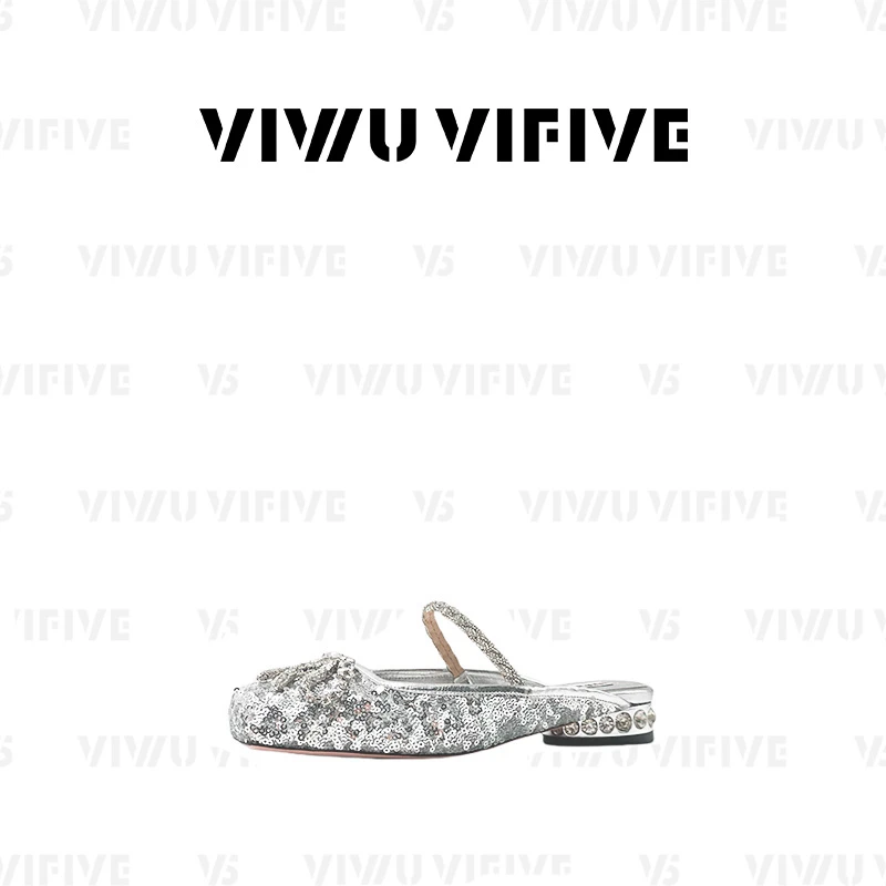 V5「星光·拖」2025新款爆款银色外穿穆勒鞋明星同款包头凉拖鞋女