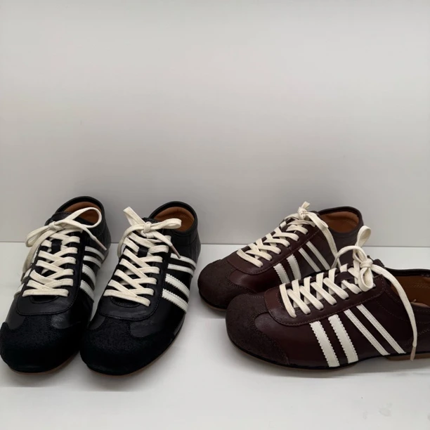 新款女款复古时尚透气马皮真皮休闲德训鞋