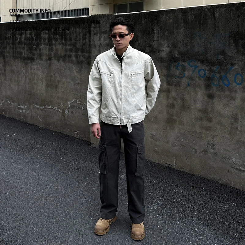 CNIE凡越【美式硬汉】原创小个子特制裤长显高复古直筒工装裤男