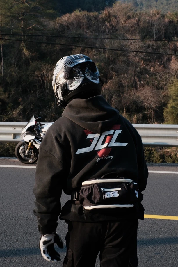 JCL CLUB纯棉重磅水洗420克加绒连帽卫衣防风骑行