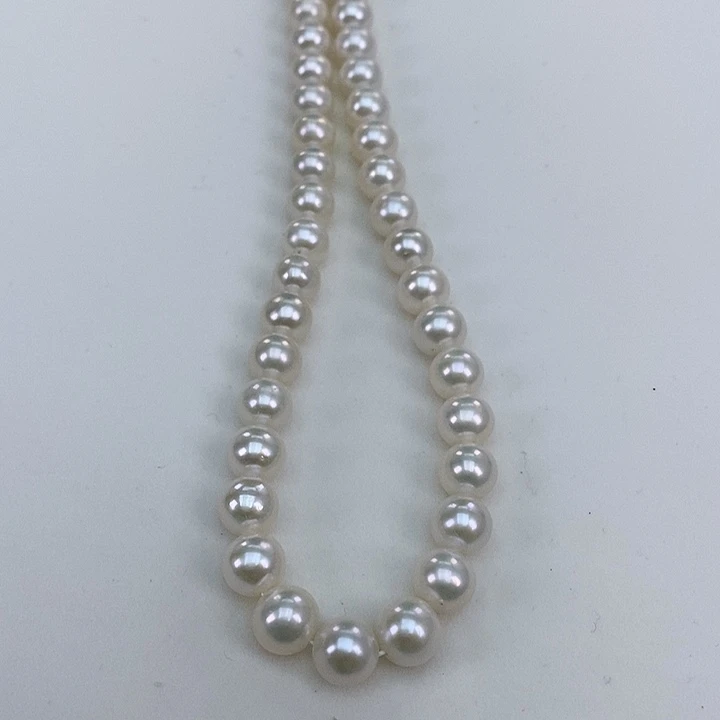 淡水珍珠颈饰银S925镶嵌7-8正圆炫彩极强光