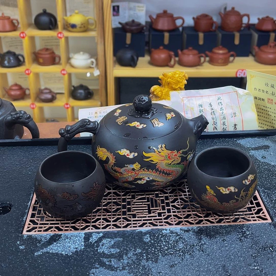 紫砂茶案紫砂壶500cc4杯