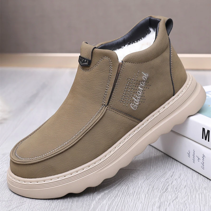 冬季老北京布鞋男棉鞋加绒保暖中老年爸爸鞋防滑软底高帮休闲鞋子