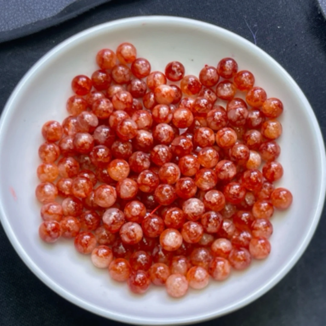 天然珠宝玉石散珠 红胶花水晶Y2672 8mm  30颗 （赠弹力绳）