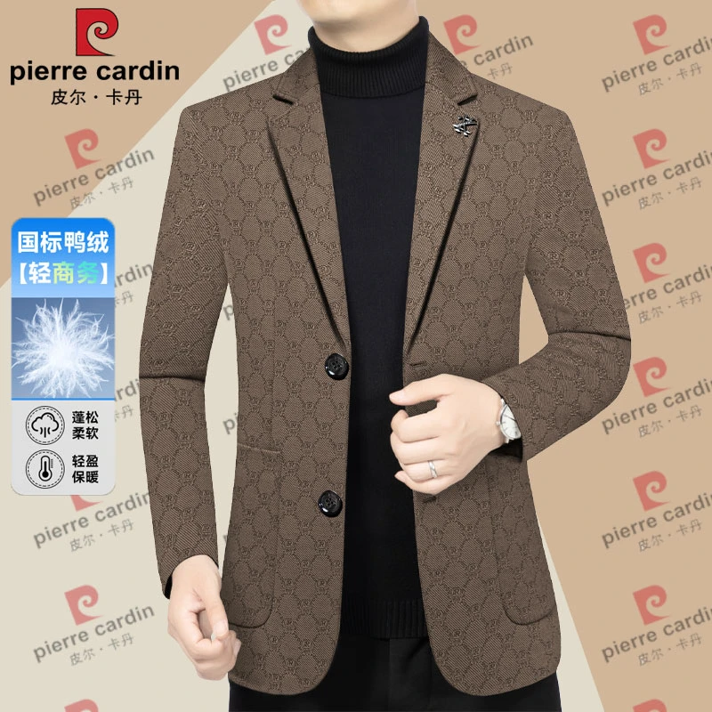 皮尔卡丹冬季加厚西装中年男士休闲西服上衣免烫单西保暖防寒冬装