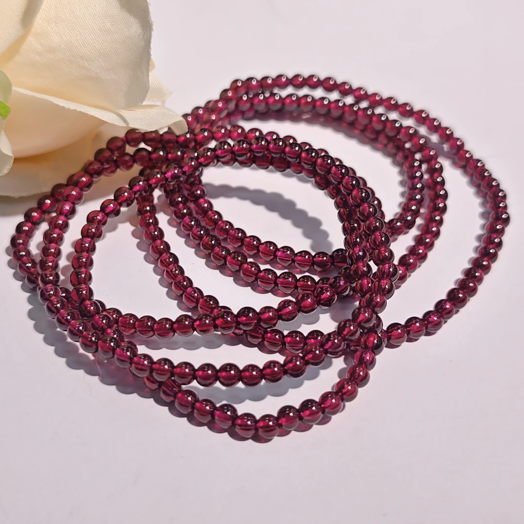 【书记甄选】天然石榴石三圈手链 多样性发一件 约3mm YT5406