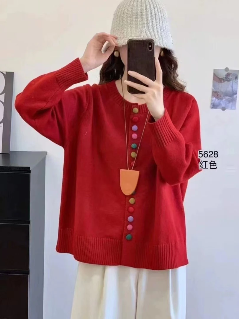 过年款五彩扣大版型，大码毛衣