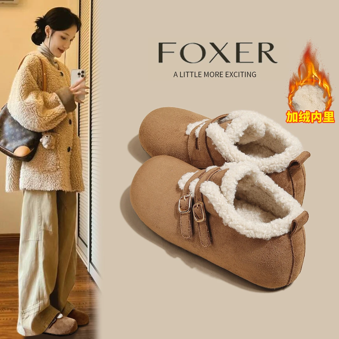 【FOXER】全包勃肯鞋新款2025秋季通勤百搭复古一脚蹬舒适休闲女鞋