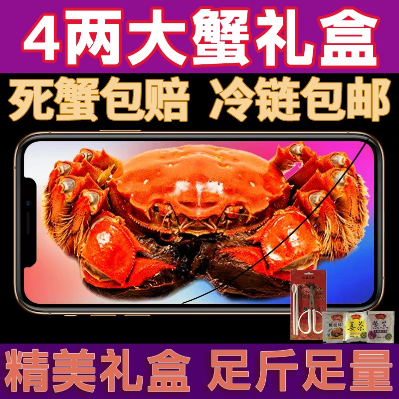 【可预约过年发货】大螃蟹鲜活现货大匣蟹公4两母蟹4两大杂蟹礼盒吃蟹工具顺丰京东4/6/8只送2只