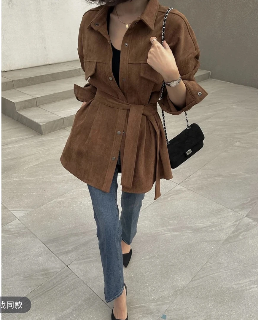 简约时尚丝绒纯色衬衫高品质温柔流行高级感上衣