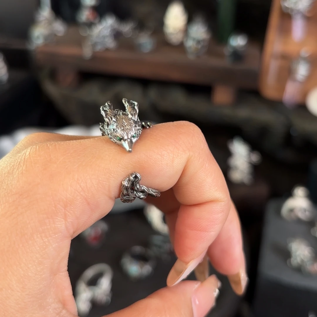 925银终不似异界狐狸戒指