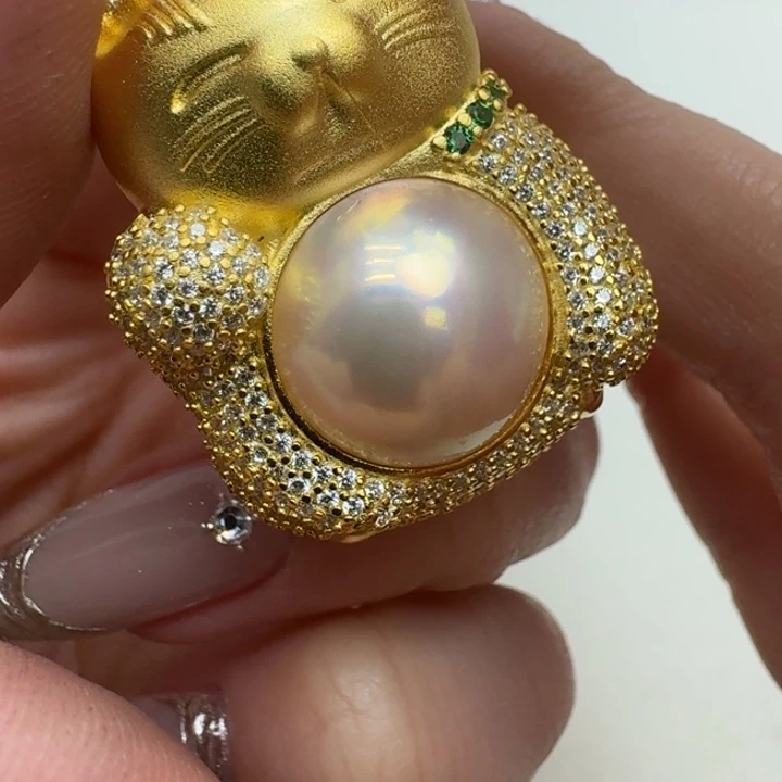 拼合珍珠（马贝珠）颈饰银S925镶嵌