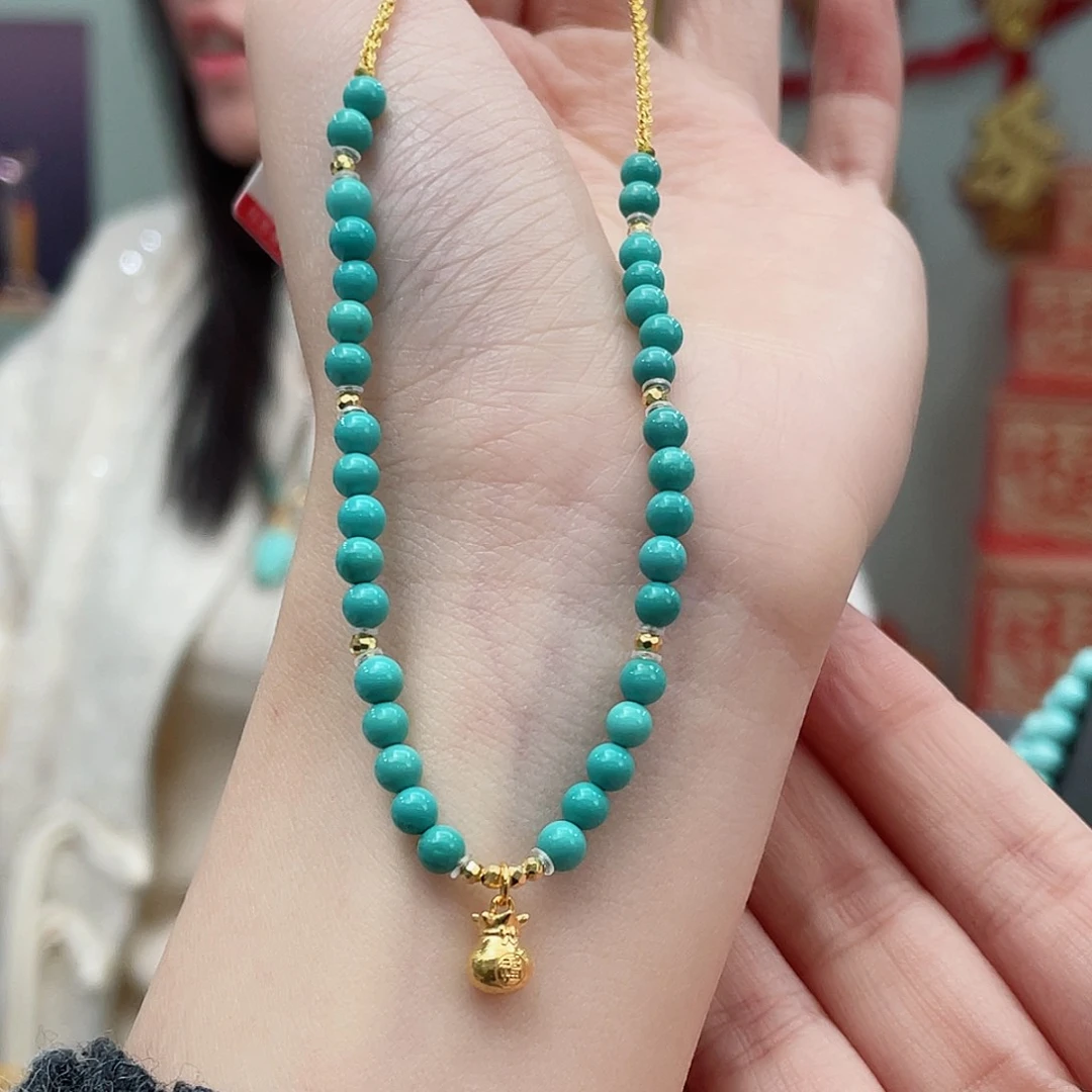 绿松石颈饰18K金镶嵌