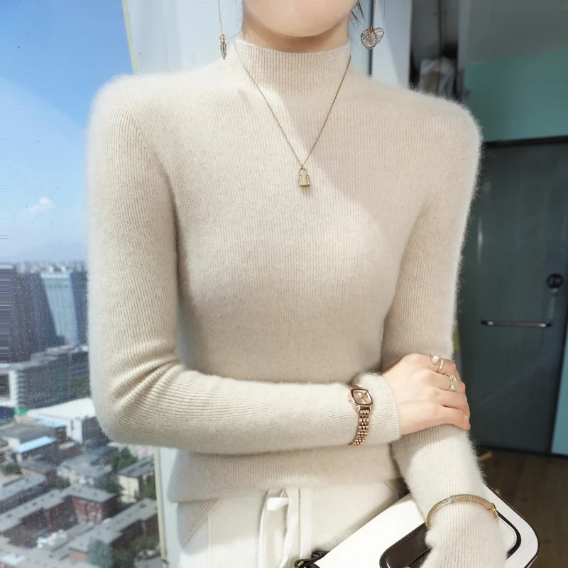 【一线成衣】常规立领冬季女针织毛针织衫长袖打底衫修身上衣432