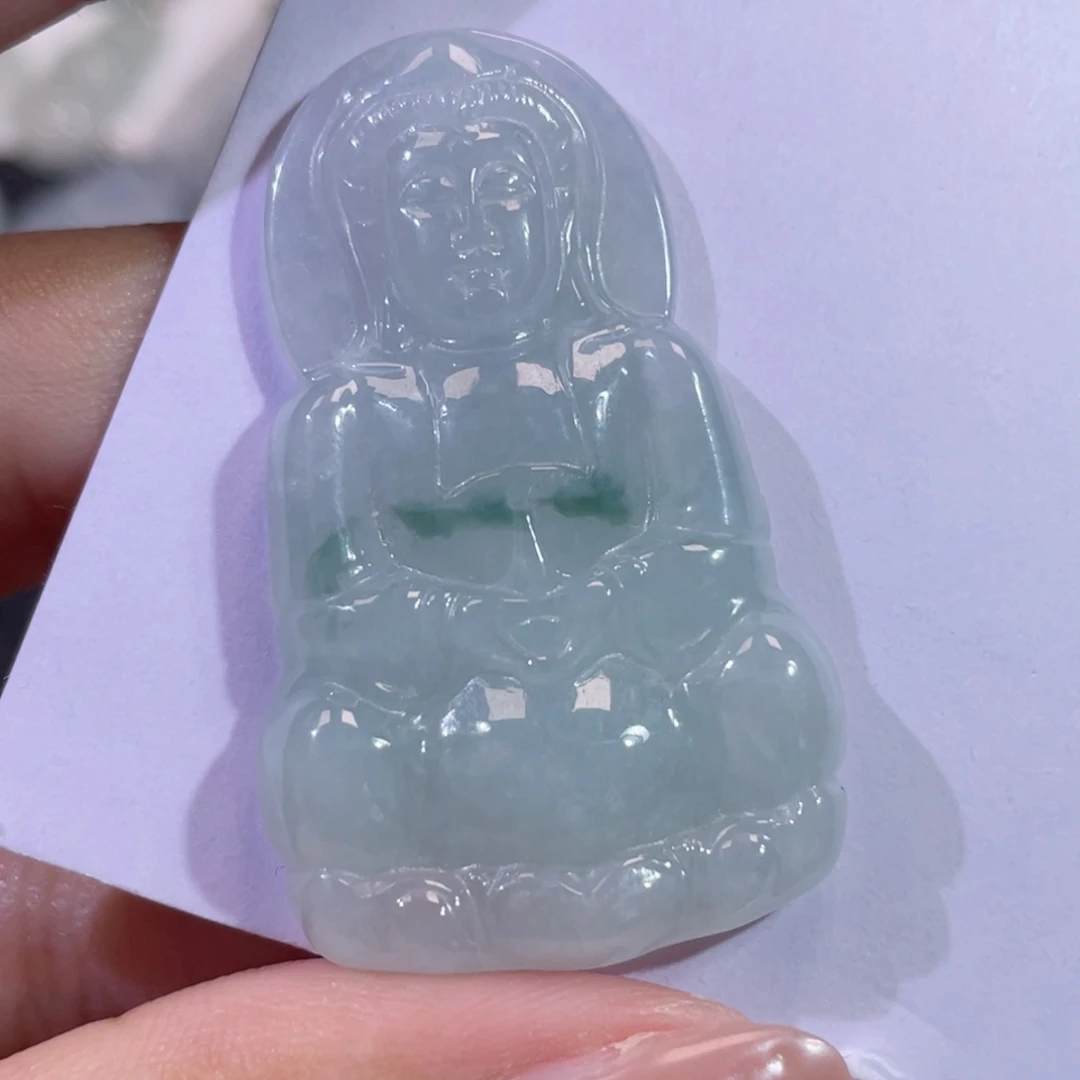 翡翠未镶嵌颈饰观音一刀切