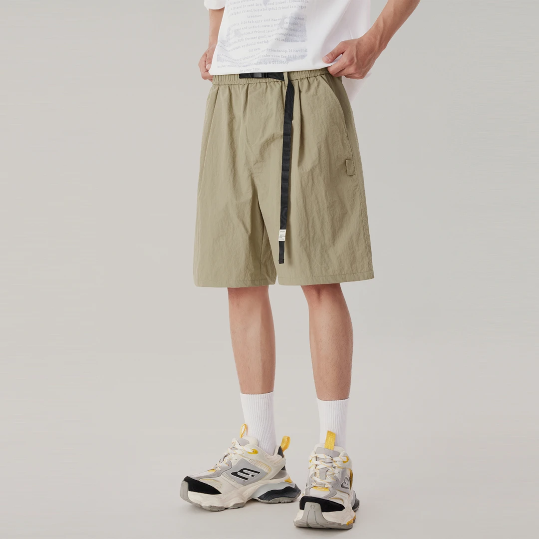 夏季轻薄山系速干复古休闲短裤男生透气卡扣直筒宽松工装五分裤男