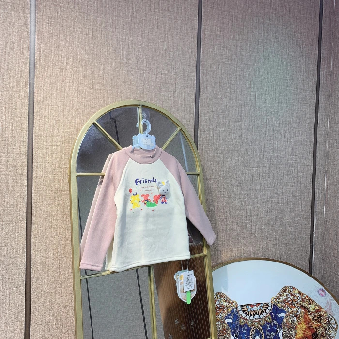 AV166  宝宝粉色拼接双层打底衣  冬款