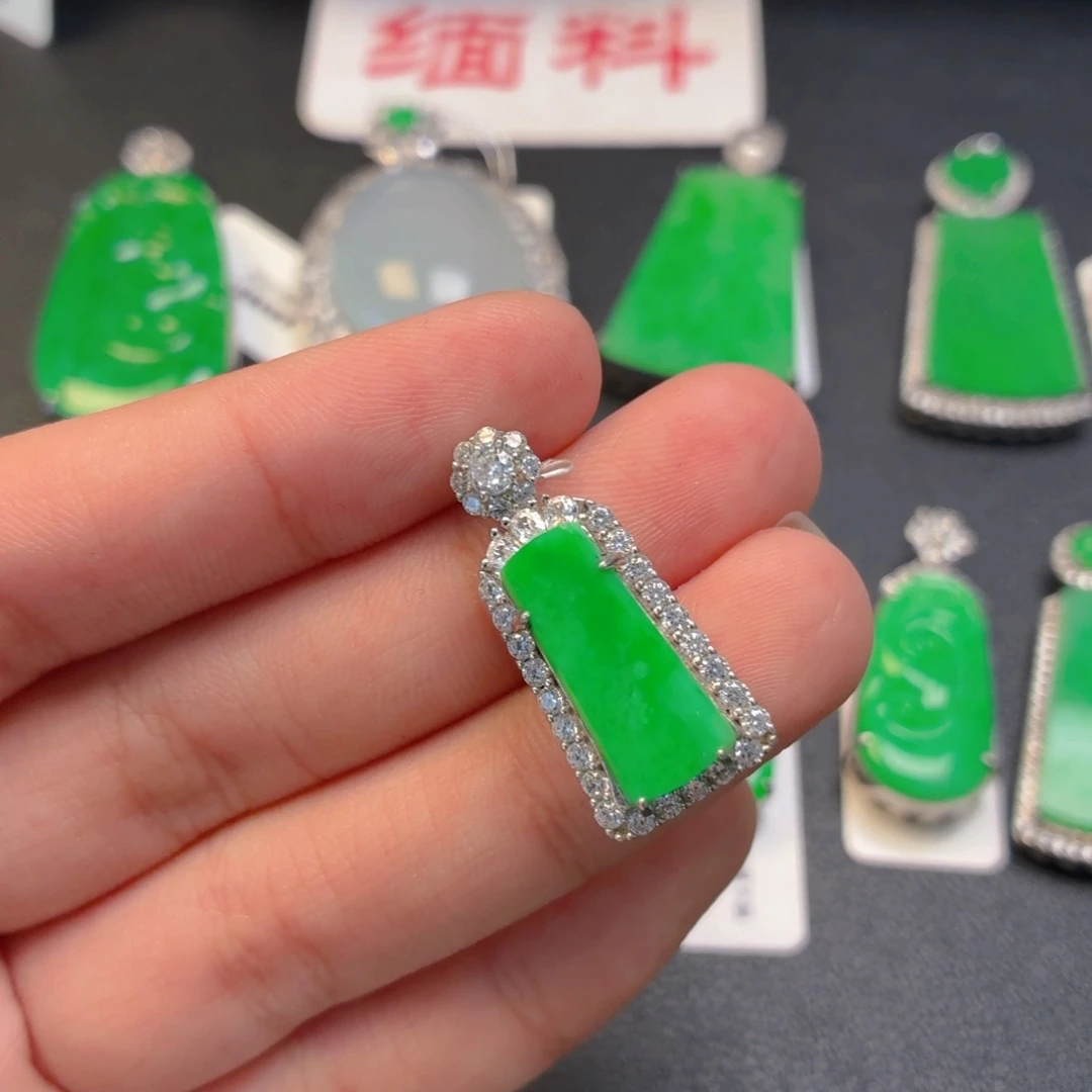 翡翠银S925镶嵌吊坠(不含链)
