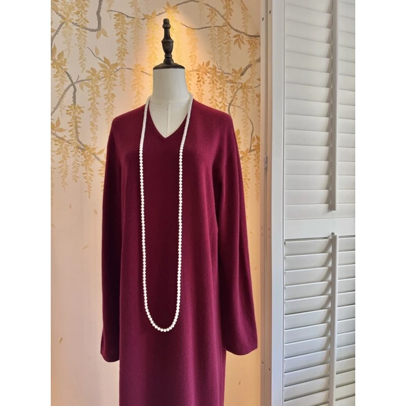 玄鸟九婷羊毛羊绒长款慵懒针织连衣裙XN168238