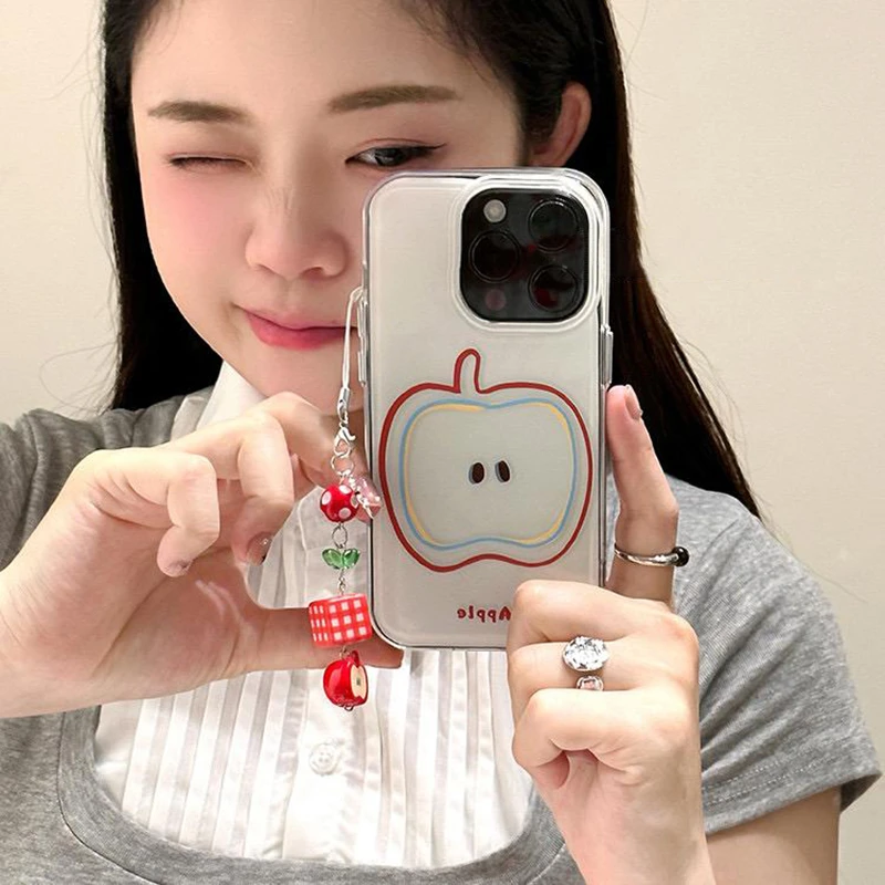 SMBLCE红苹果涂鸦适用iPhone16PRO华为vivo小米oppo双层IMD手机壳