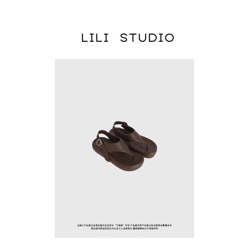 PCNY「嘎吱夹脚」不理理夏季新款小众女装时尚休闲厚底夹趾人字凉鞋