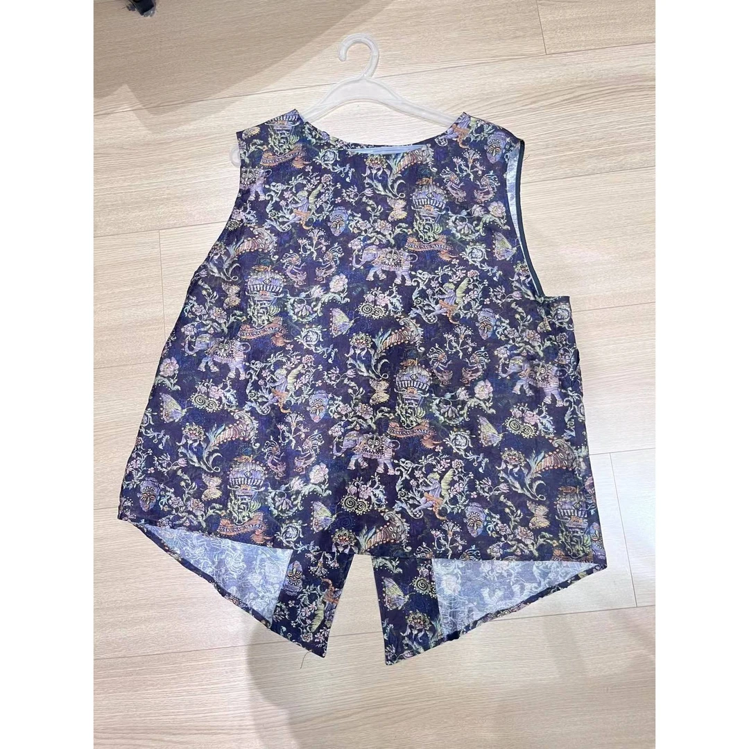 玖了个玖 2025夏款小众设计极简风后背开叉百搭花色开衫2504C2241