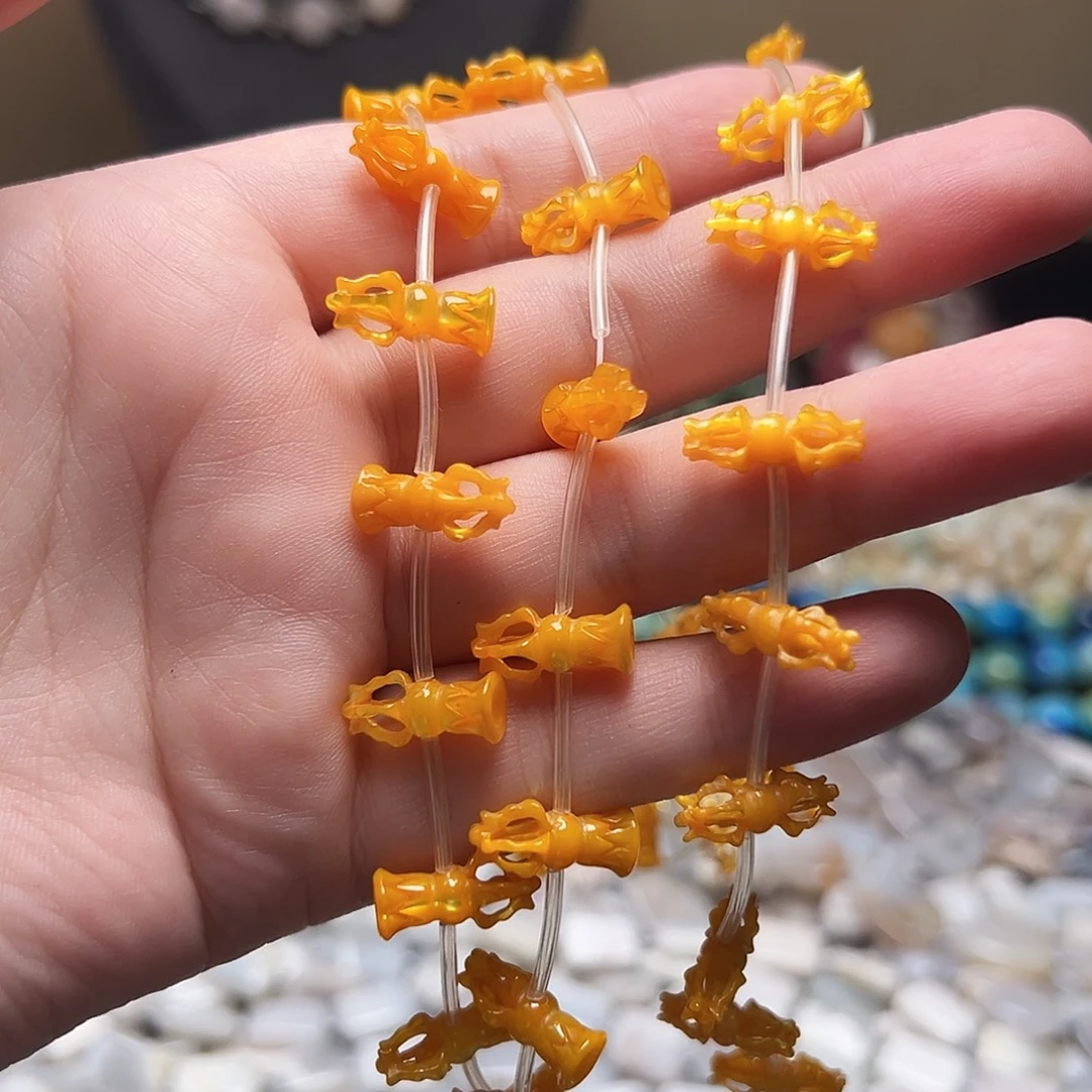 玛瑙/玉髓合金珠宝半成品D443，橙色老鱼骨一条