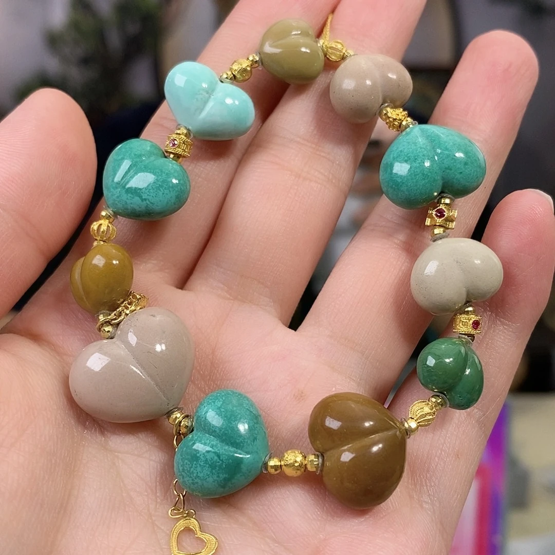 绿松石18K金镶嵌珠宝奇石