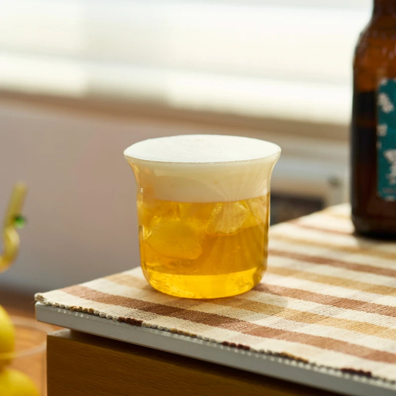 肆月清露玻璃杯水杯喝水好看咖啡透明啤酒杯个人办公室高硼硅果汁