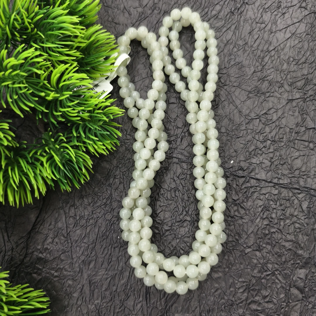 新疆和田玉且末料青白玉卡6项链 108颗  多样性发其一 百搭玉项链