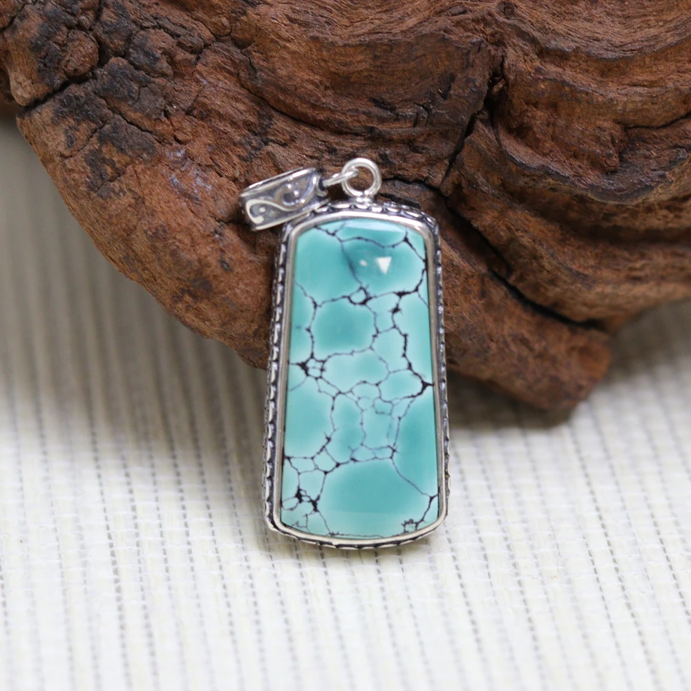 绿松石挂件·复古包镶·S925银镶·GG·SLS070S