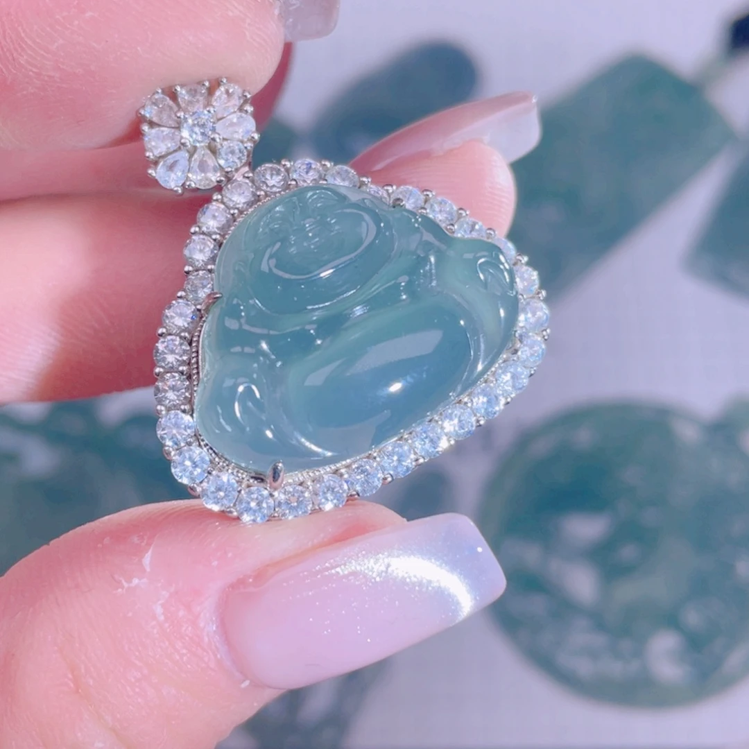 翡翠银S925镶嵌吊坠(不含链)