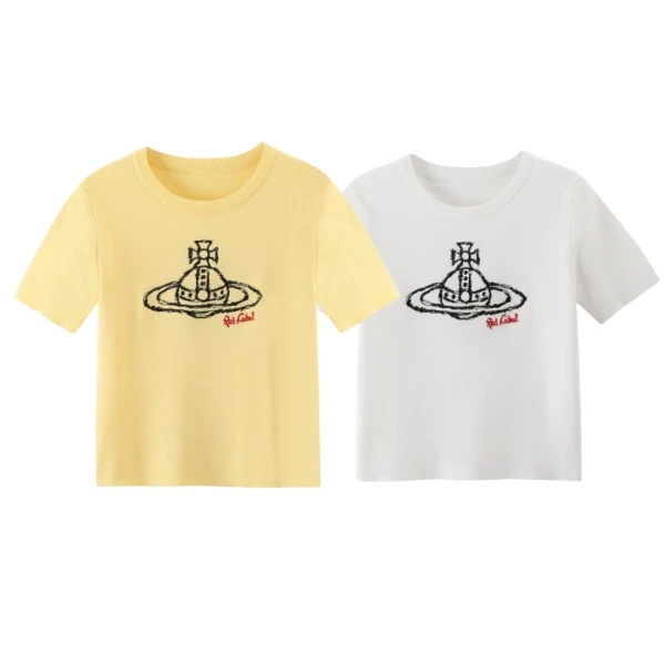 星球刺绣短袖女T恤M043