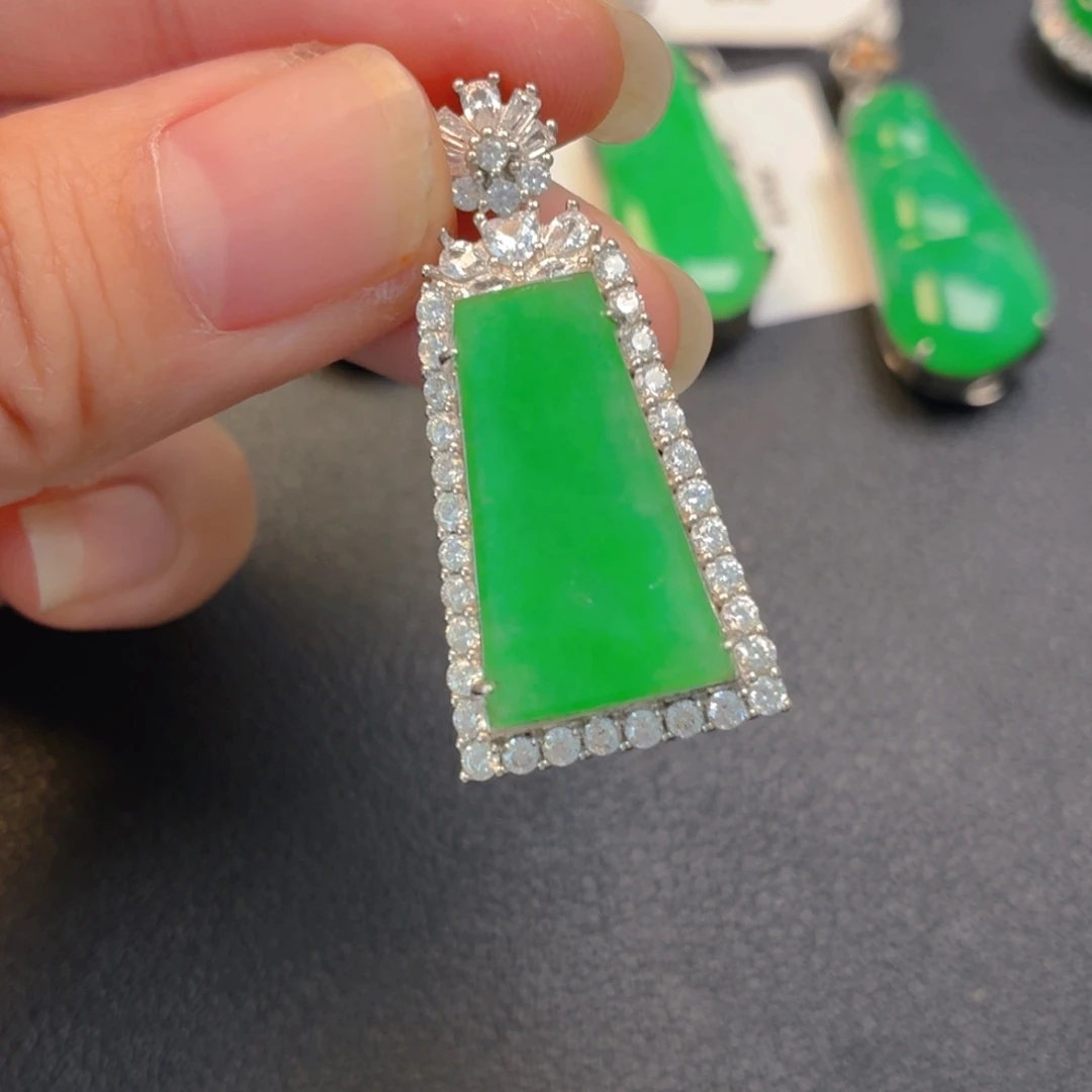 翡翠银S925镶嵌吊坠(不含链)