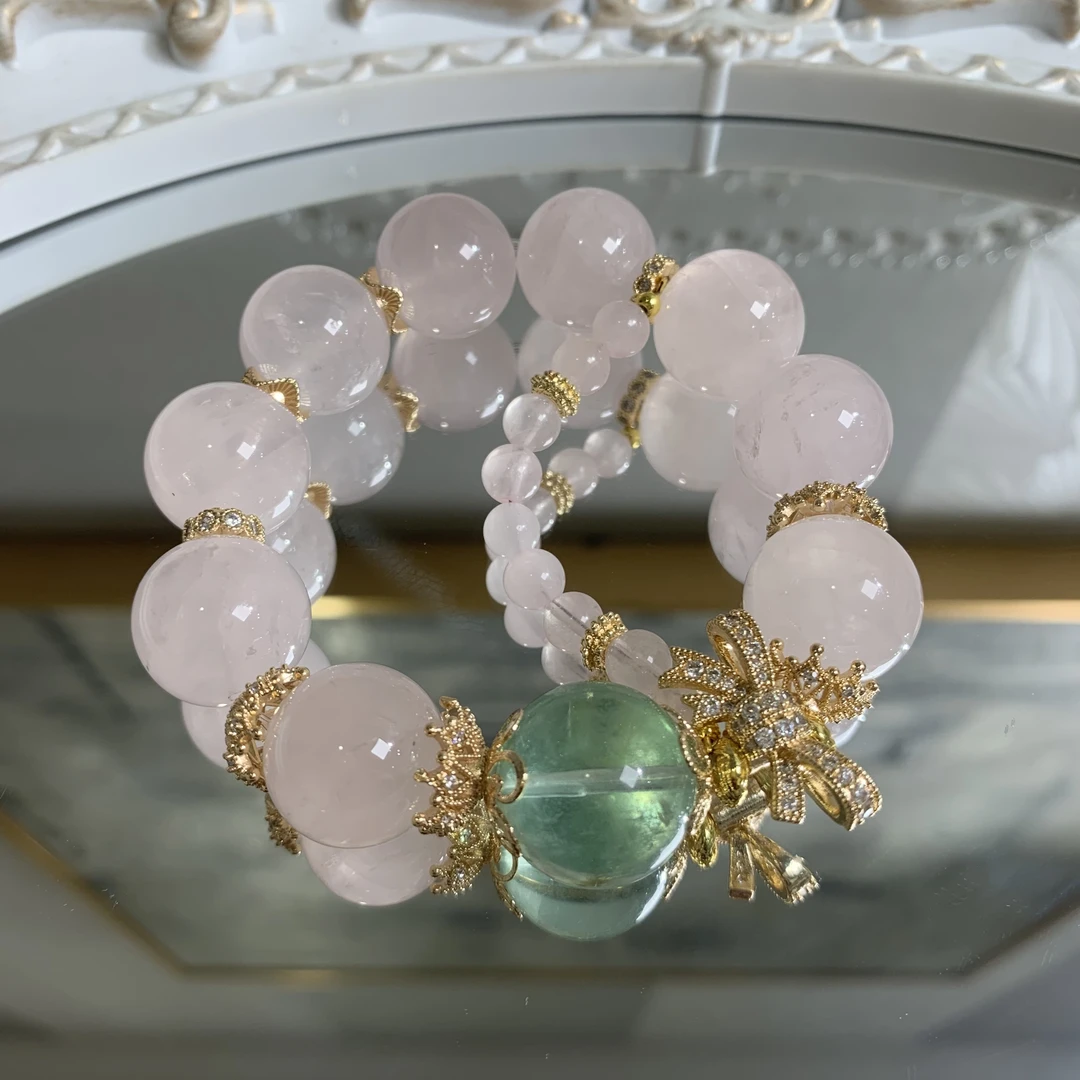 好运莲莲 马粉晶搭配绿萤石设计款手串 收获甜甜的爱情多样发其一